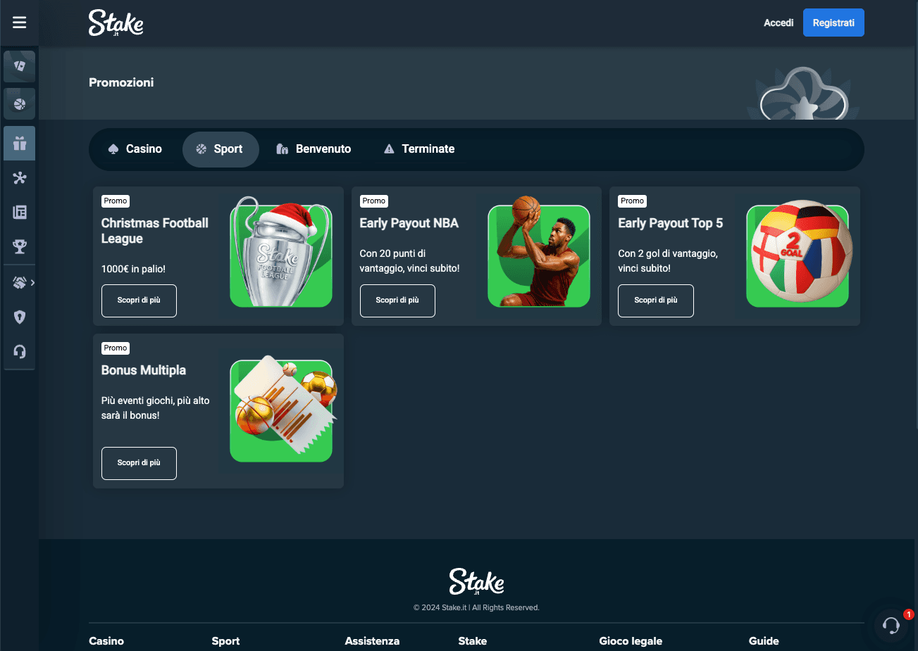 Bonus di benvenuto Stake sport