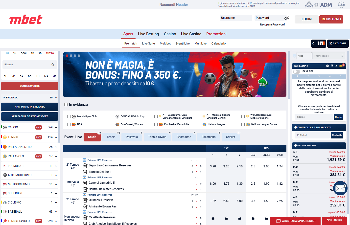 Marathonbet scommesse live