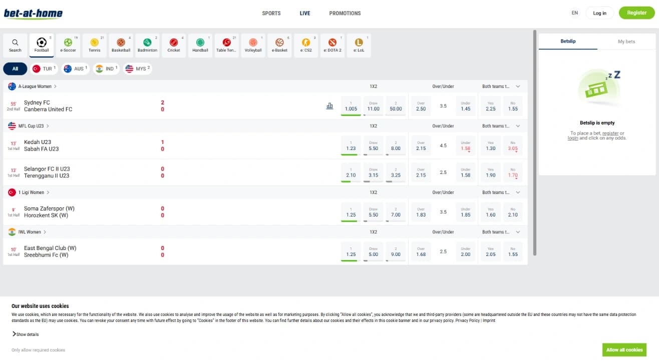 Palinsesto di scommesse presente su Bet-at-Home