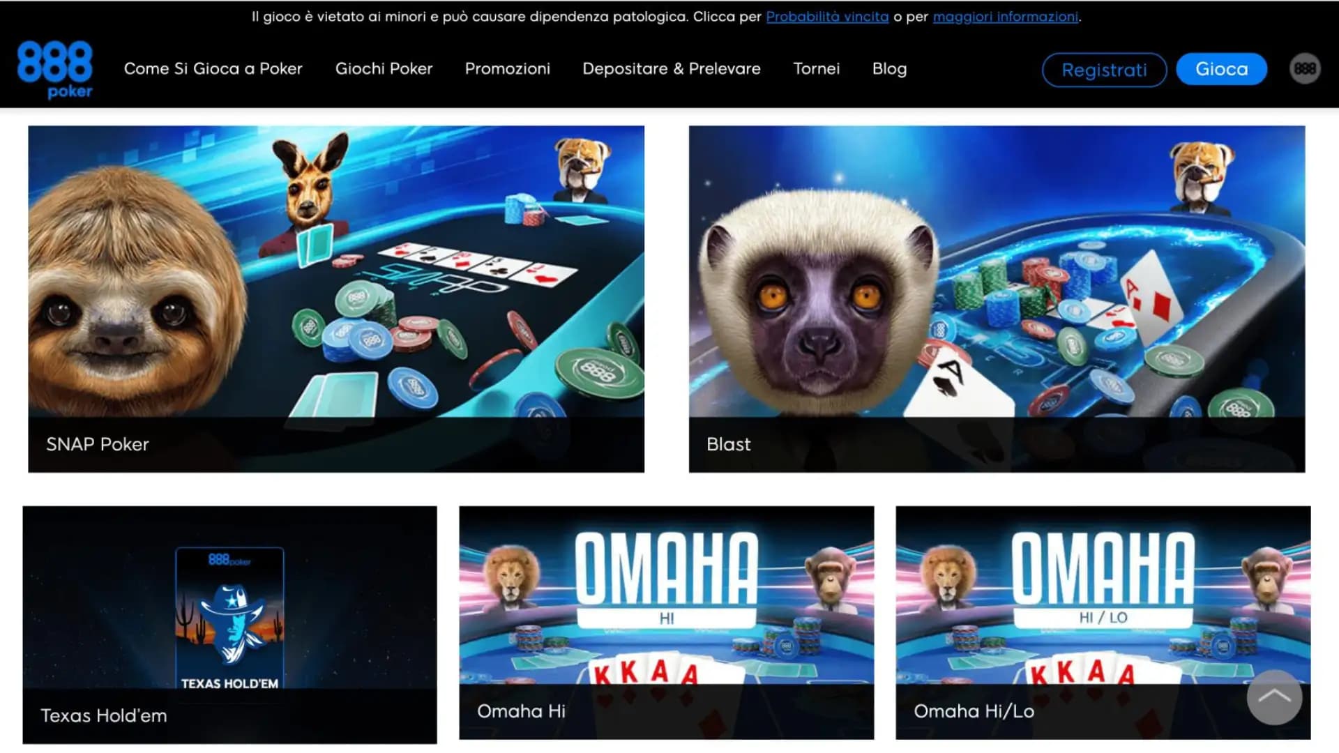 888Poker Giochi