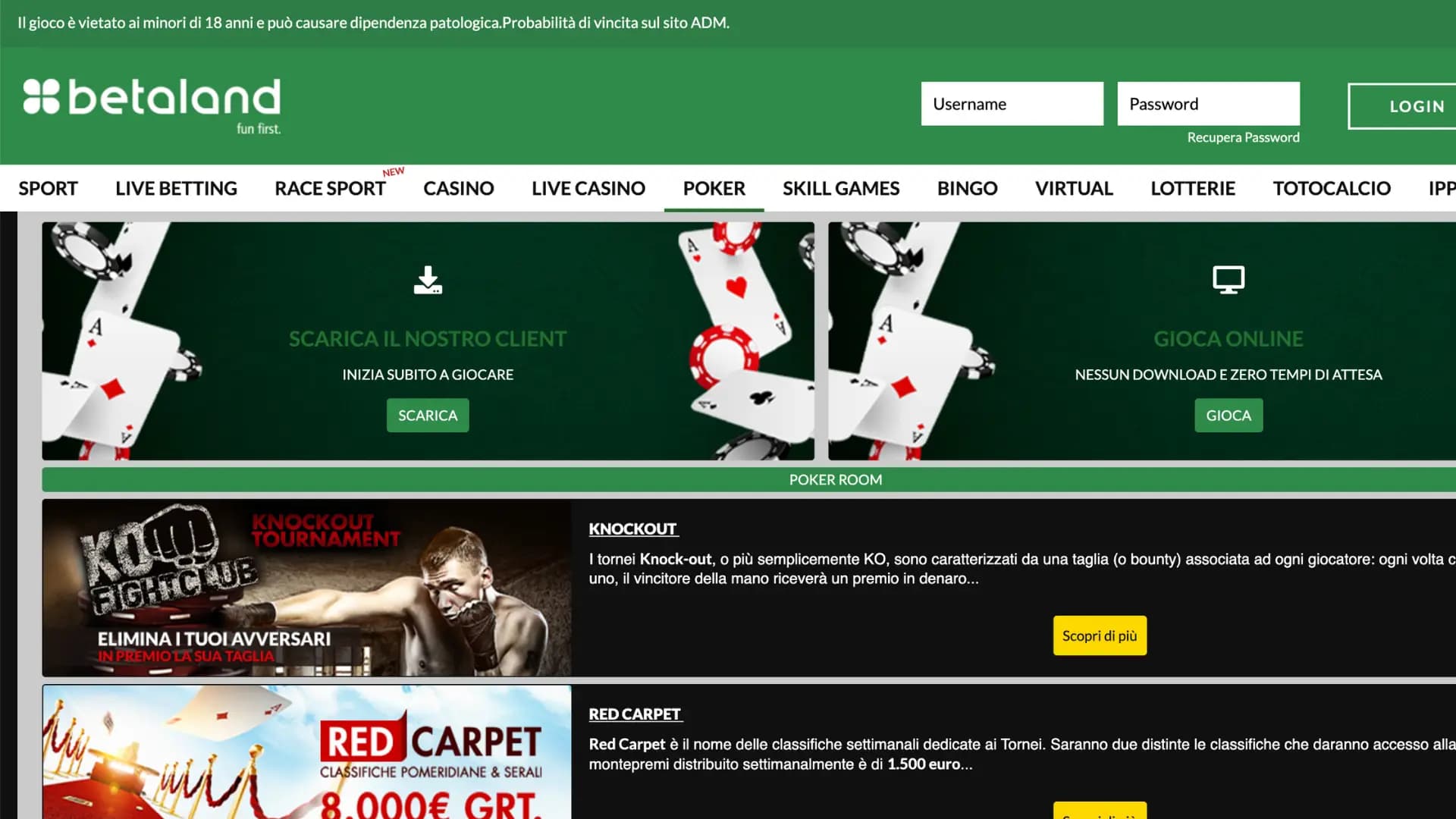 Betaland Poker Giochi