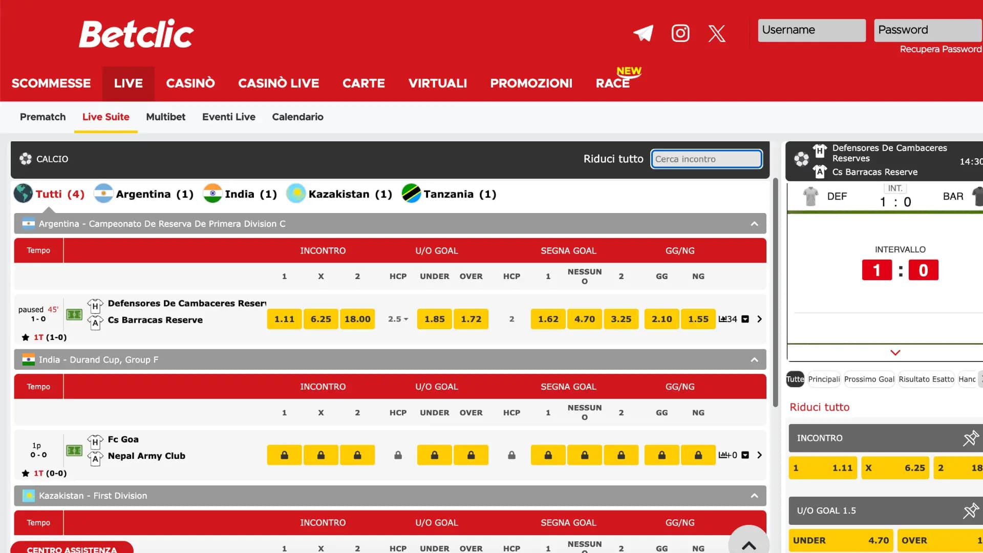Betclic Scommesse Live
