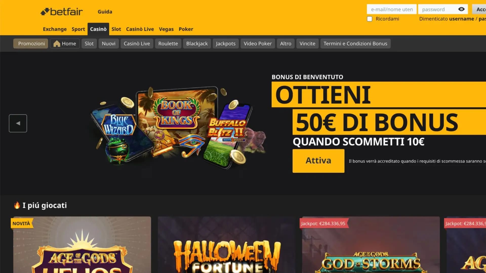 Betfair Casino Home