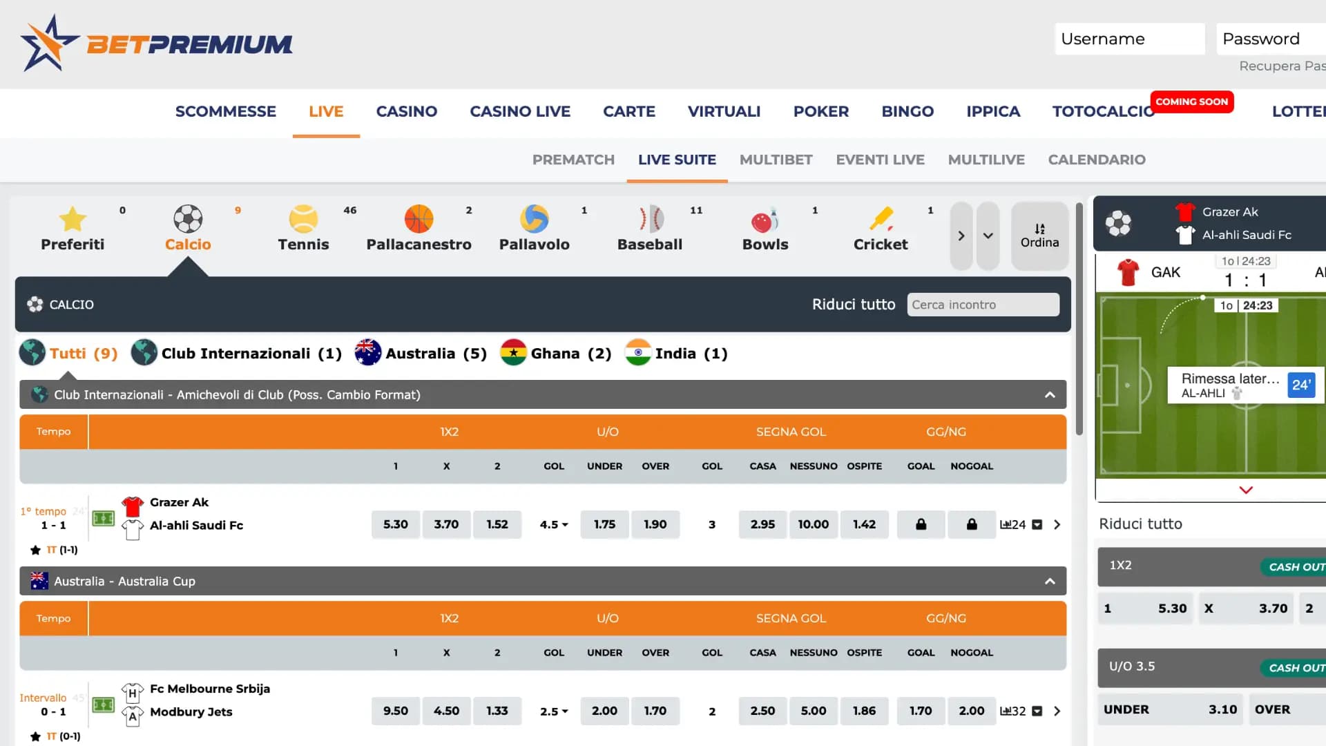 Betpremium Scommesse Live