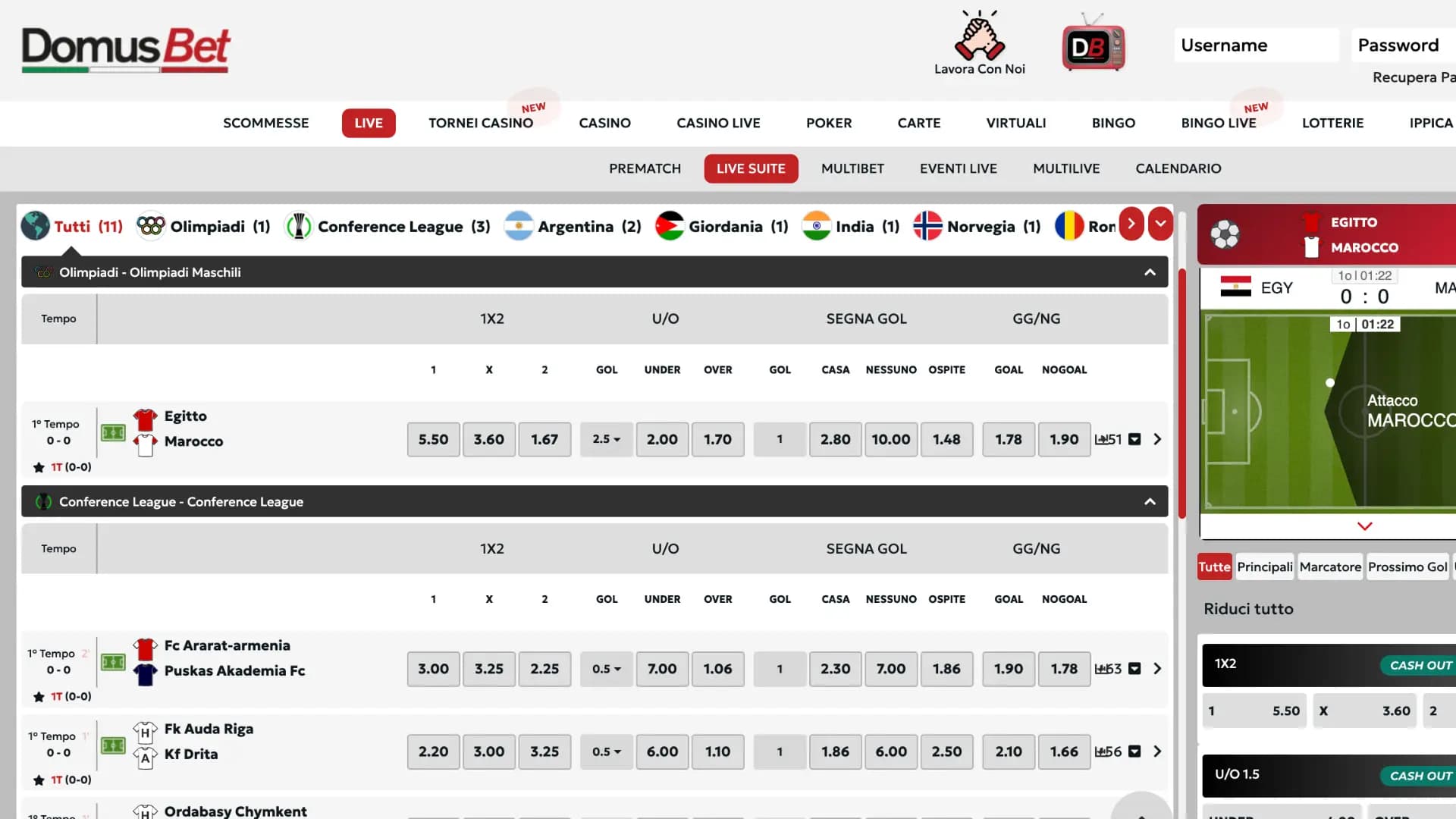 Domusbet Scommesse Live