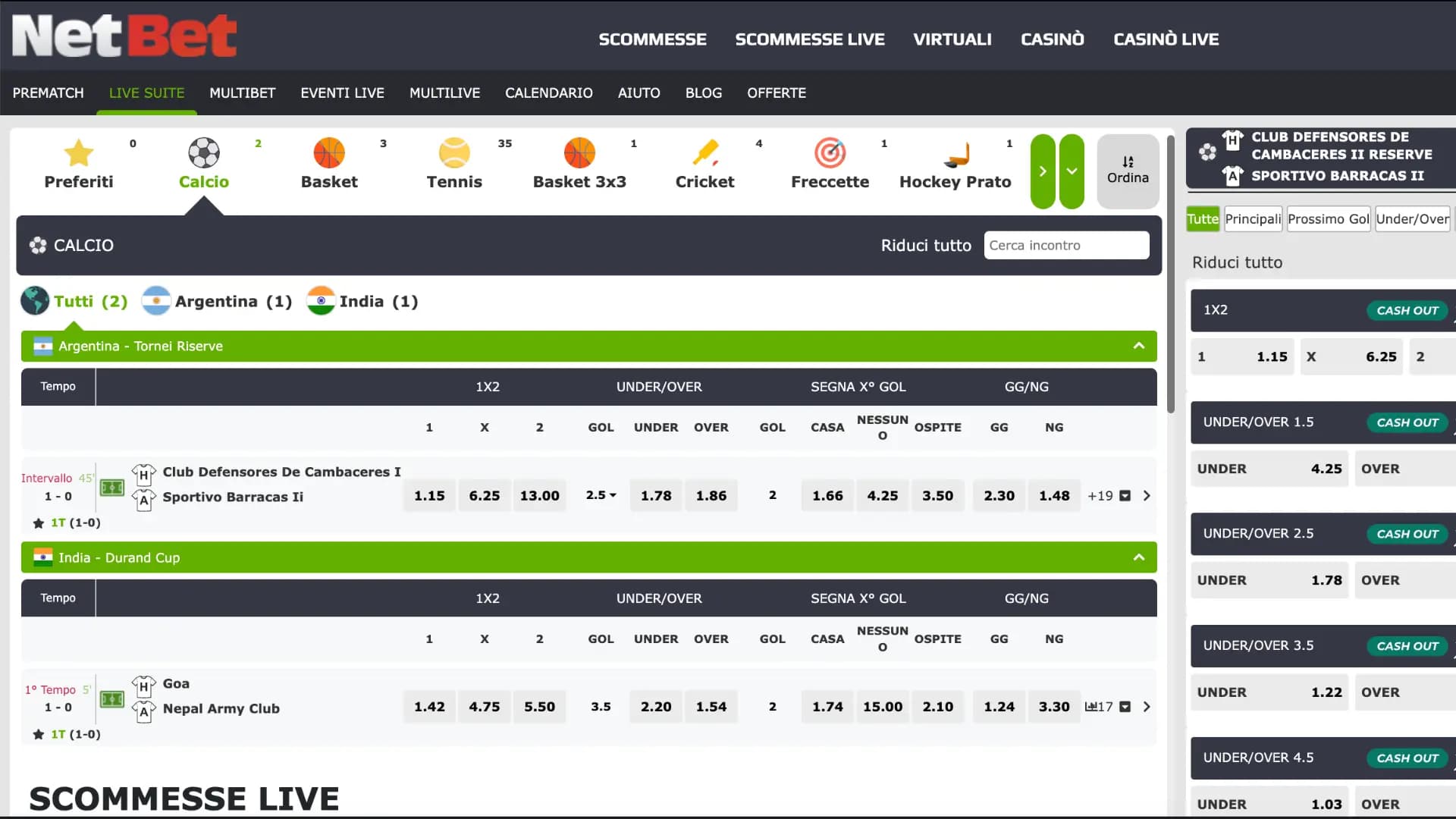 Netbet Scommesse Live