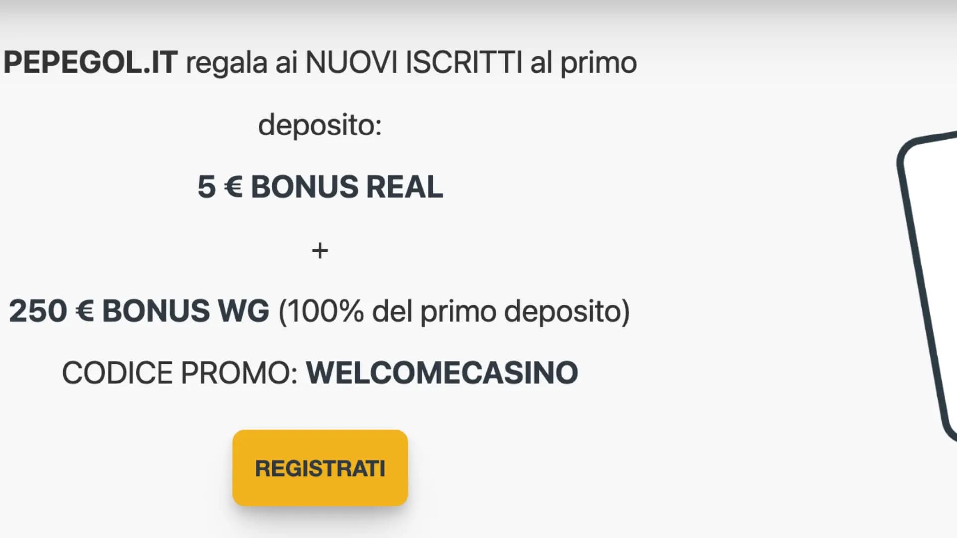 PepeGol Casino Bonus Benvenuto