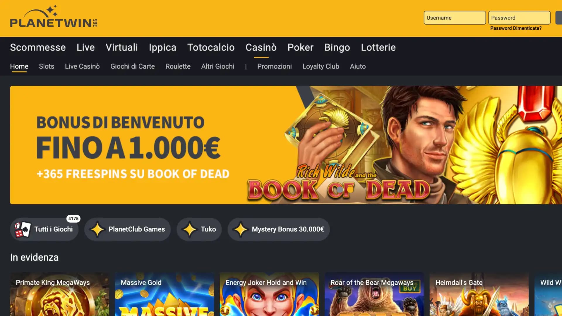 Planetwin365 Casino Home