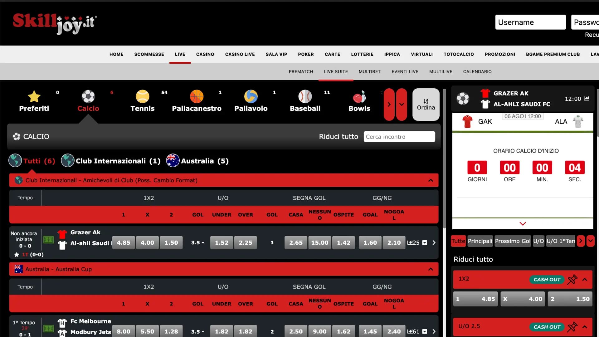 Skilljoy Scommesse Live