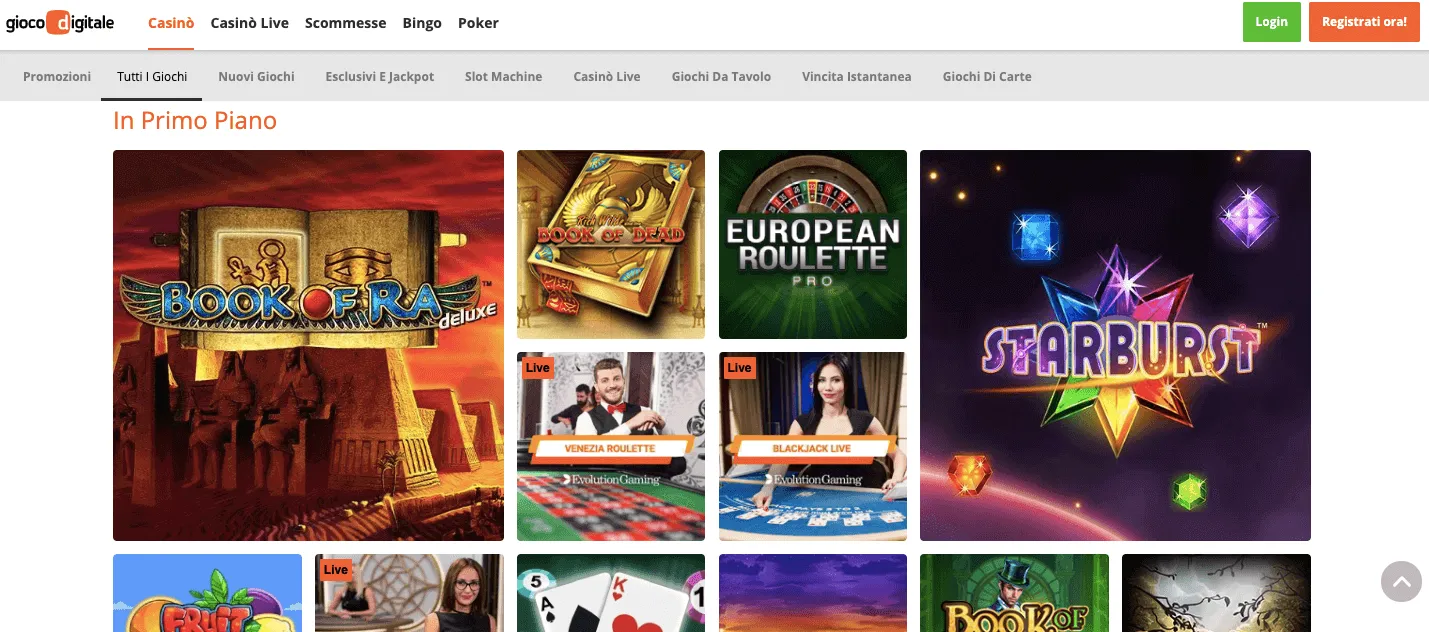 gioco digitale casino homepage