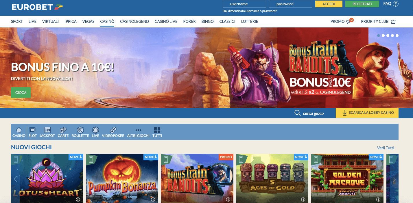 eurobet casino homepage