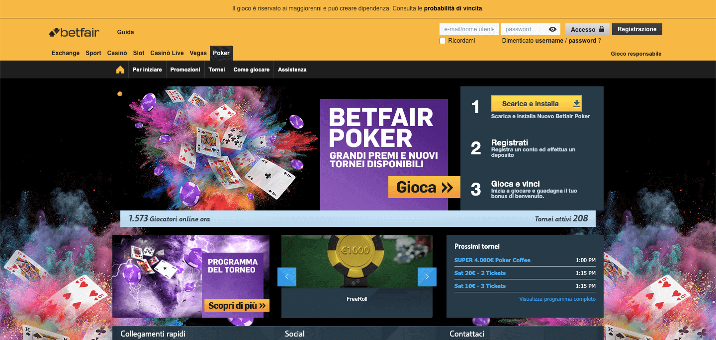 Betfair Poker homepage