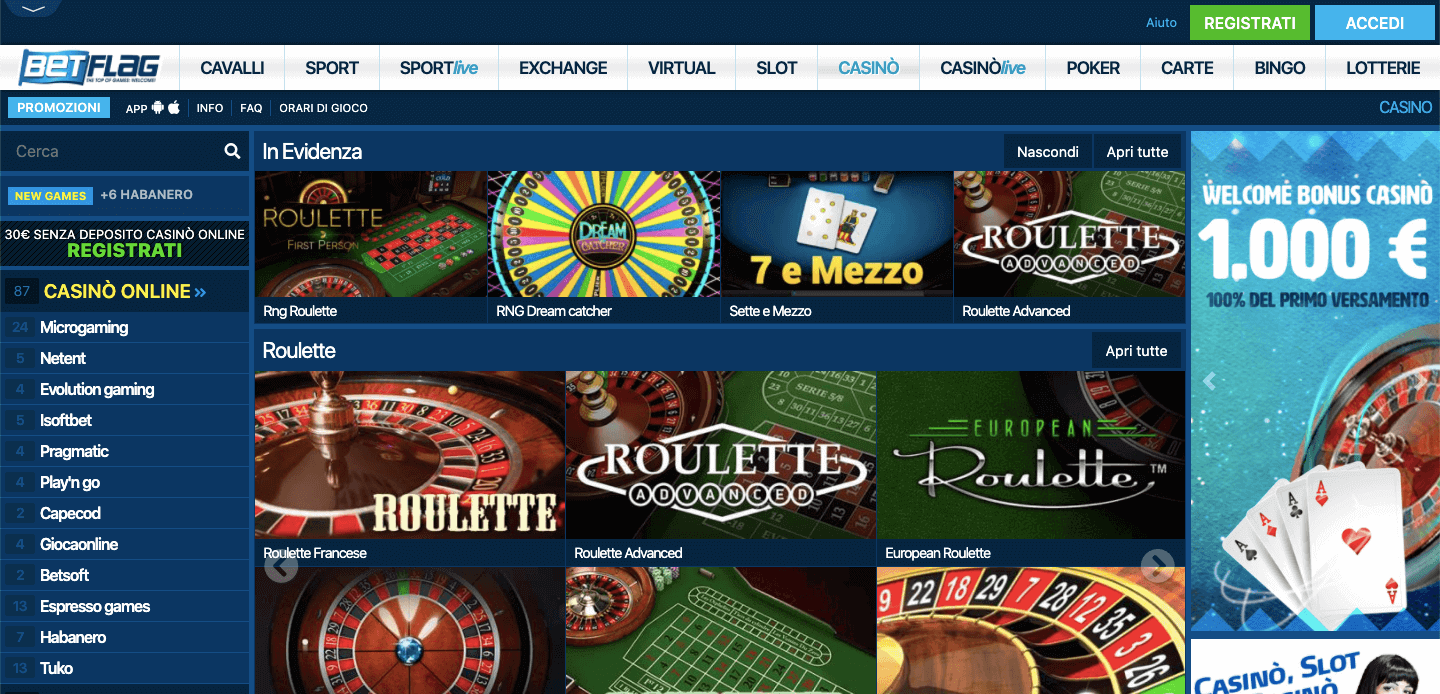 Betflag Casino Screenshot