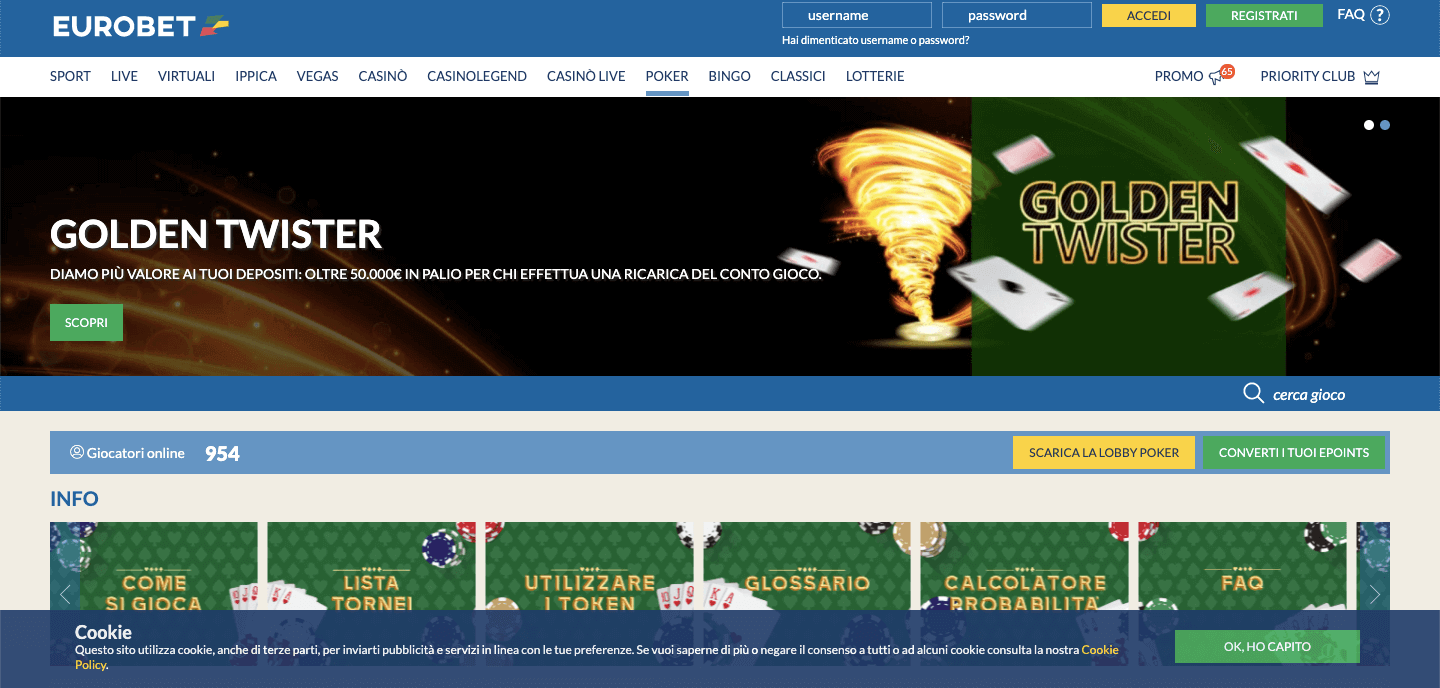 Eurobet Poker homepage