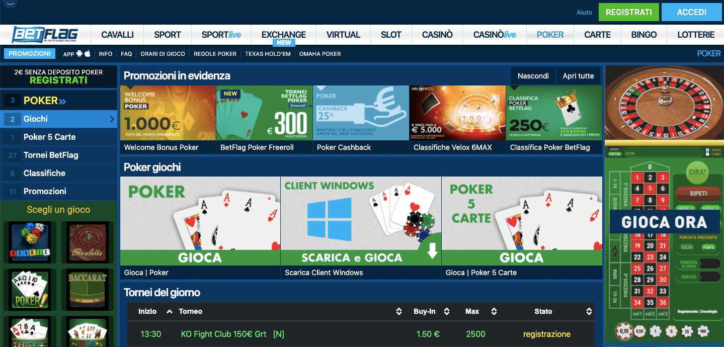 Betflag Poker Screenshot