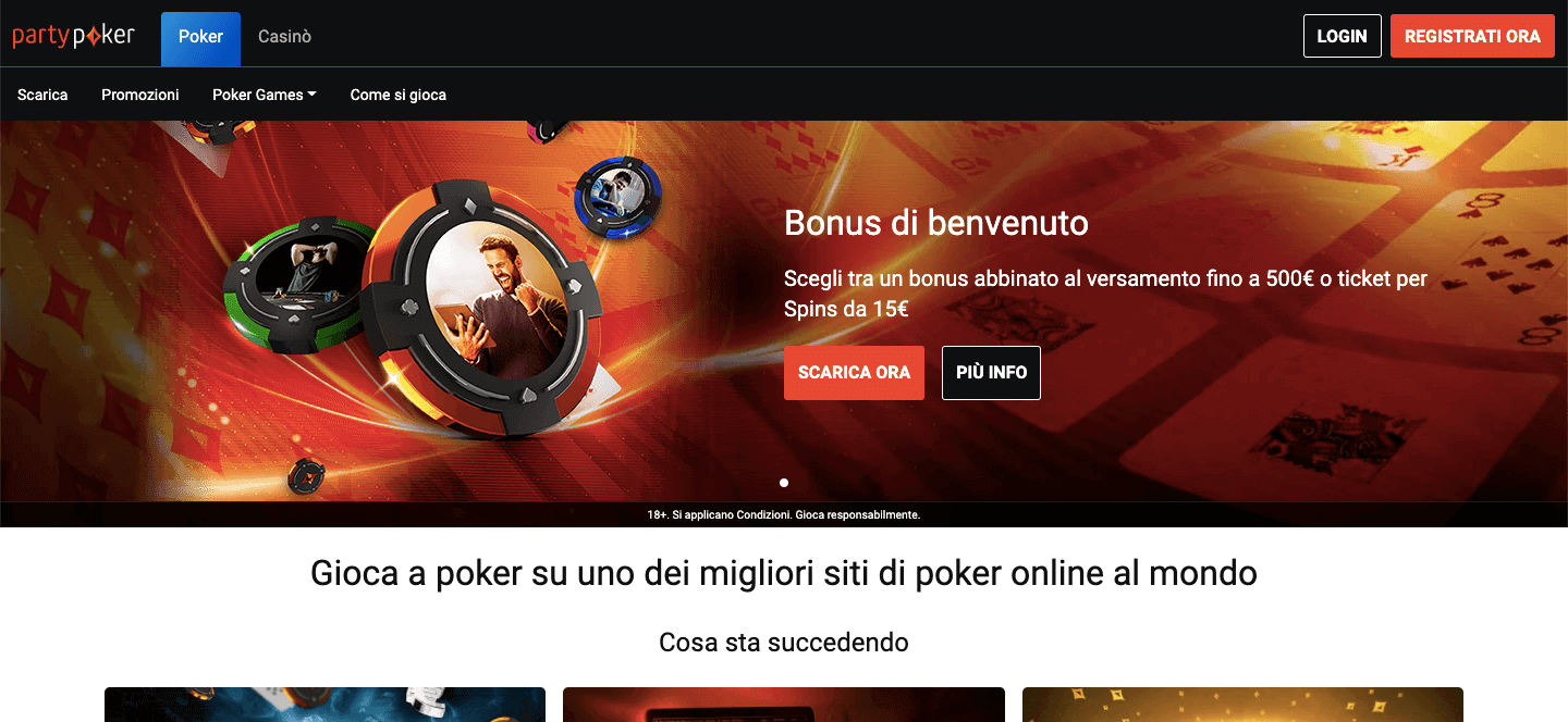 Party Poker homepage