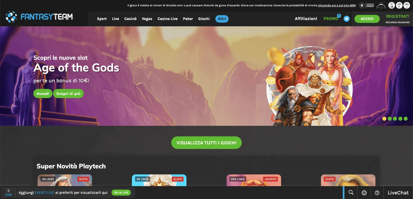 Fantasy Team Casino Screenshot