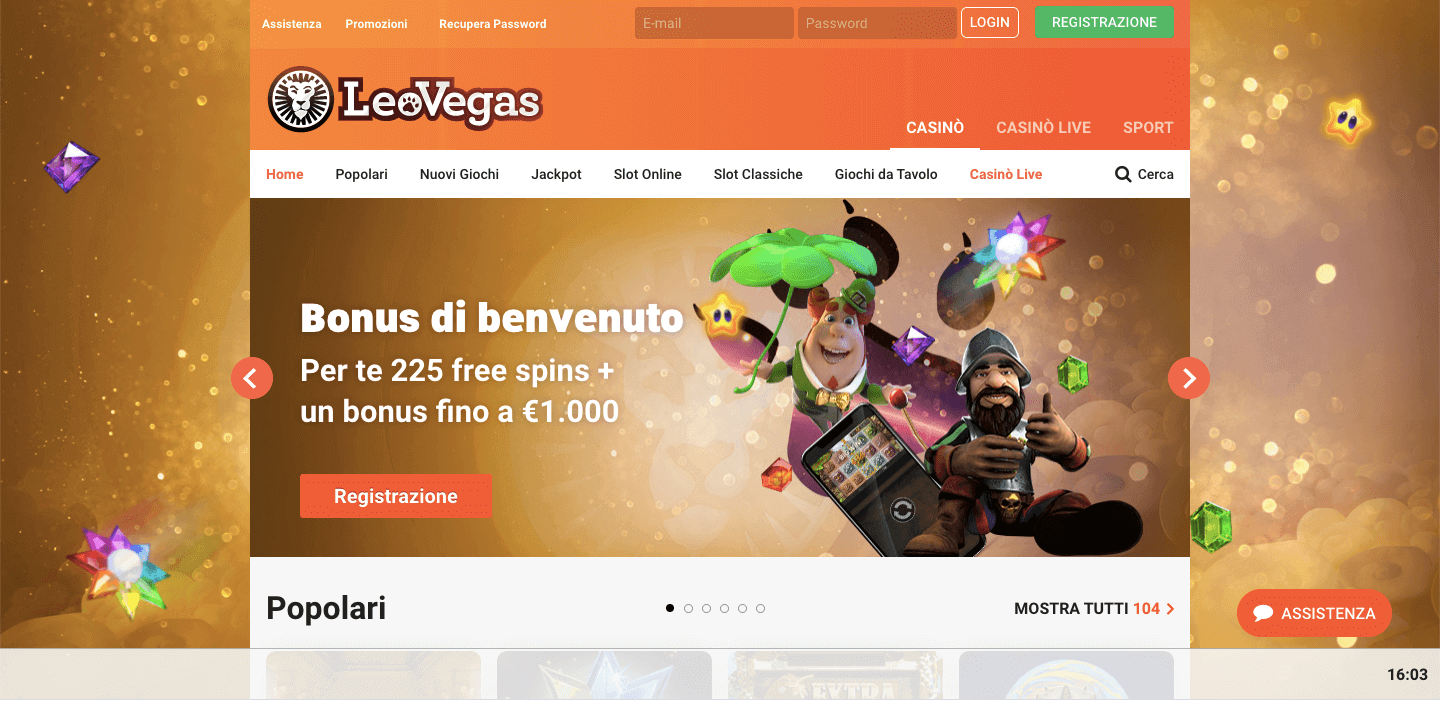LeoVegas Casinò homepage