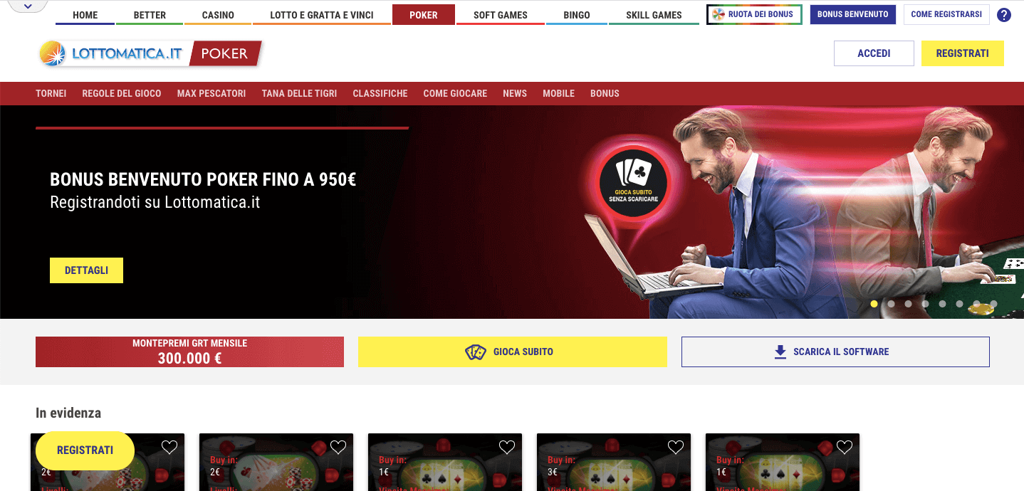 Lottomatica Poker homepage