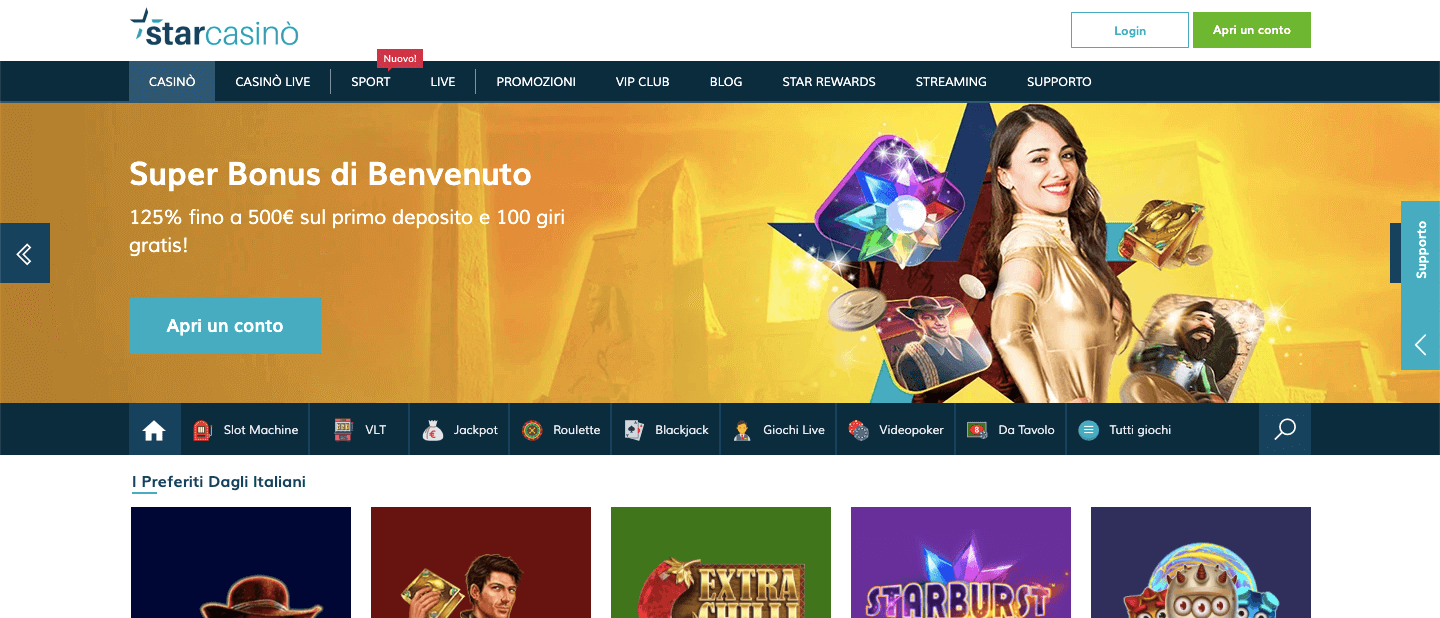 Starcasino homepage