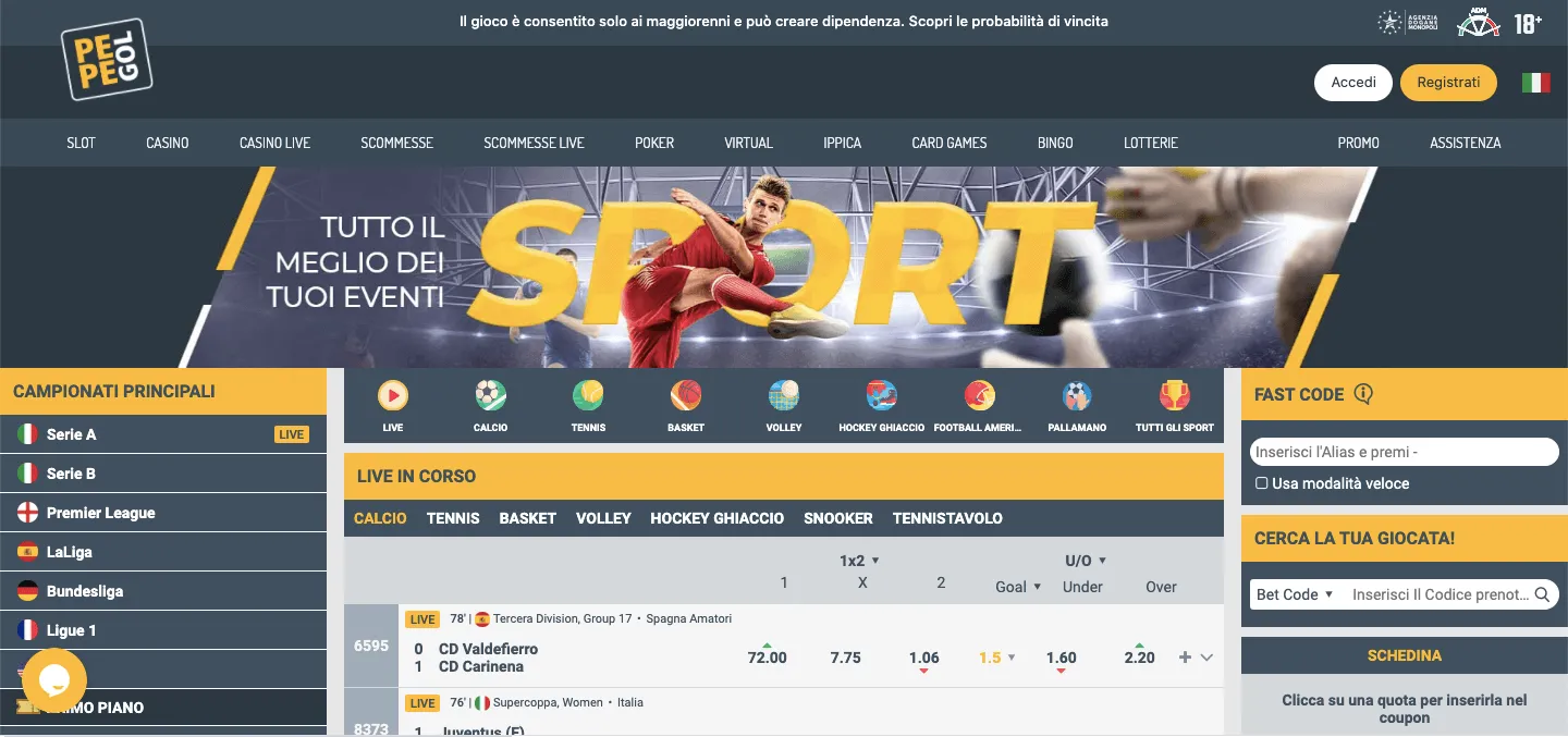 Pepegol Sport Homepage