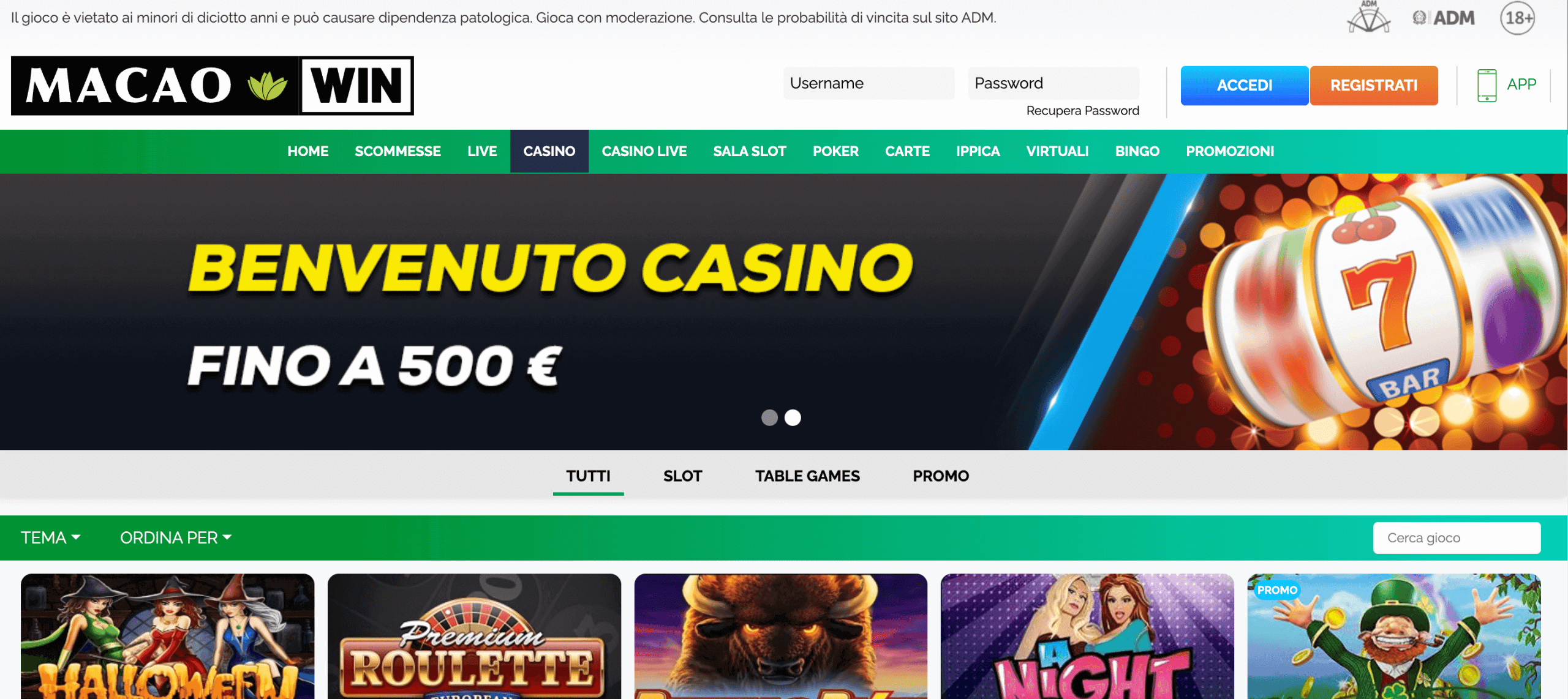 MacaoWin Casino Screenshot