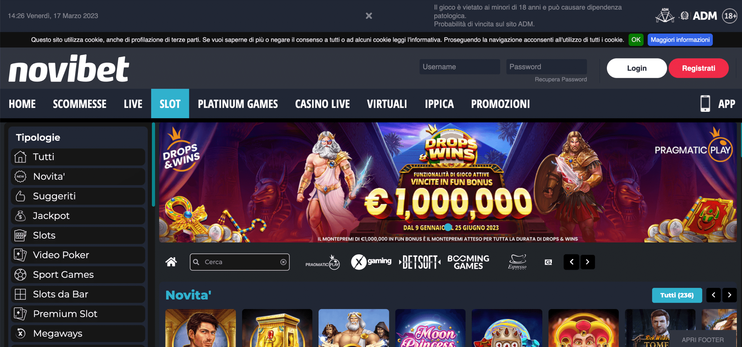 Novibet Casino Screenshot