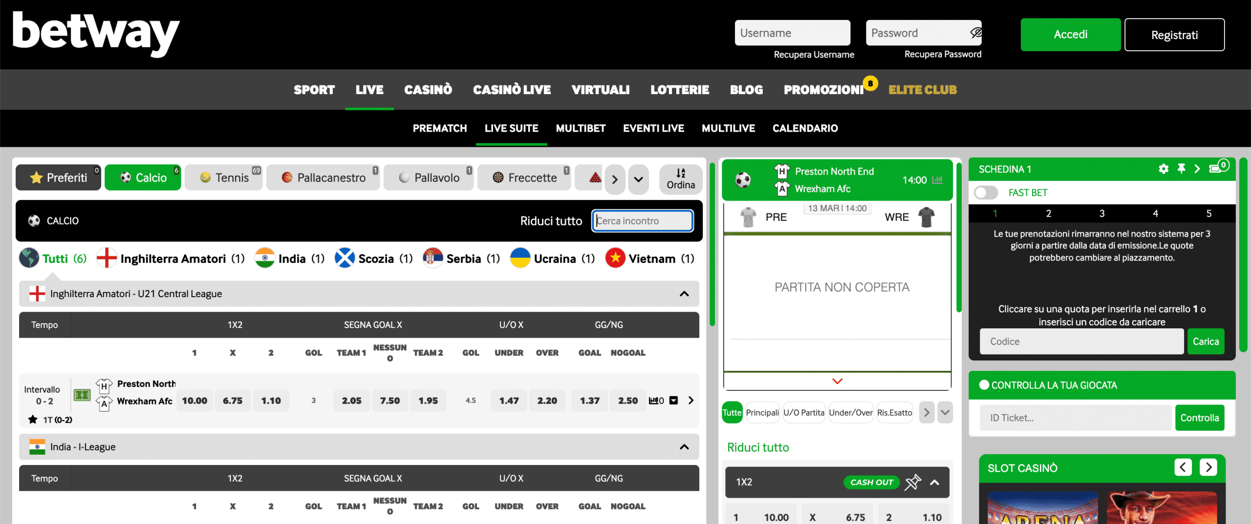 Betway Scommesse Live