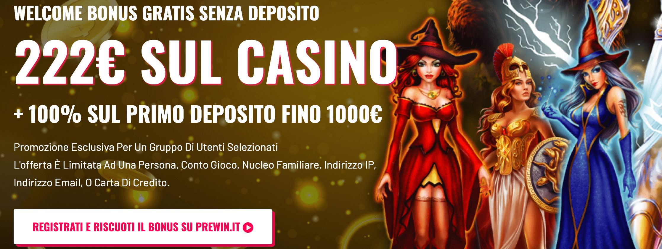 Prewin Casino Bonus Benvenuto
